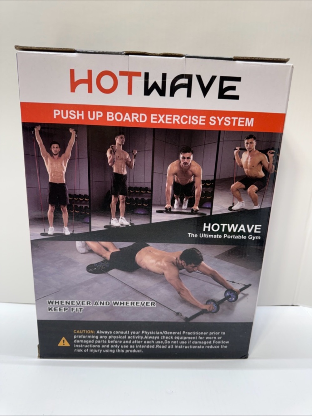 HOTWAVE Push Up Board Exercise System Portable Home Gym w/ Resistance Bands NEW